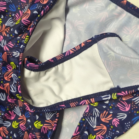 Highcut Lace Up One Piece (Tassel Tie Ends) Navy JellyFish "BirdFeet" Print NWOT - Picture 7 of 9